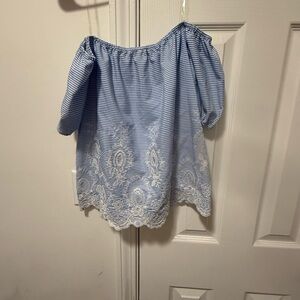 Charlotte Russe Blue and White Striped Blouse